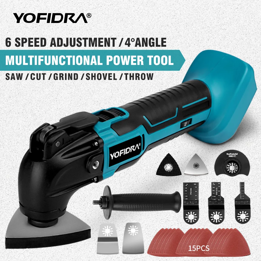 600W Cordless Angel Oscillating Multi Tool Electric Trimmer Saw 4&deg;Adjustable Angle Power Tool for 21V 18v Battery