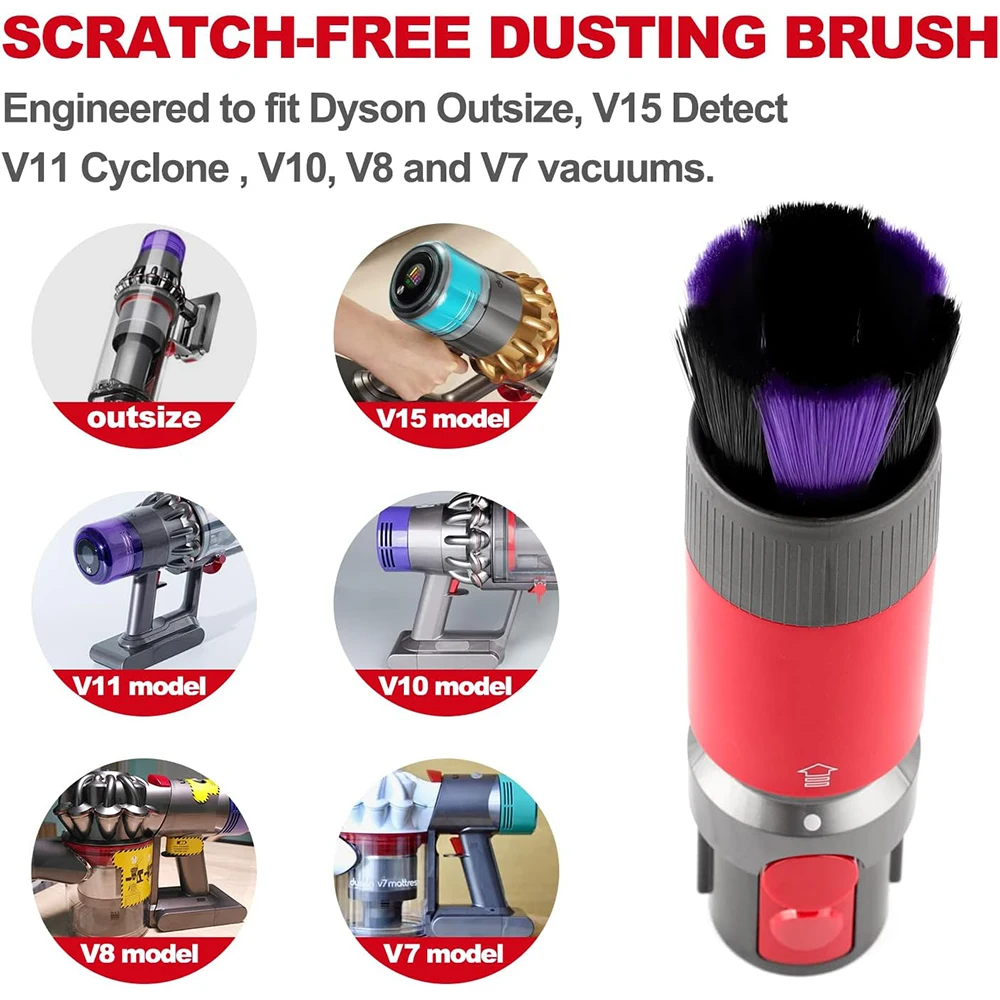 Premium Dust Removal Soft Brush with Self-Cleaning Nozzle Attachment