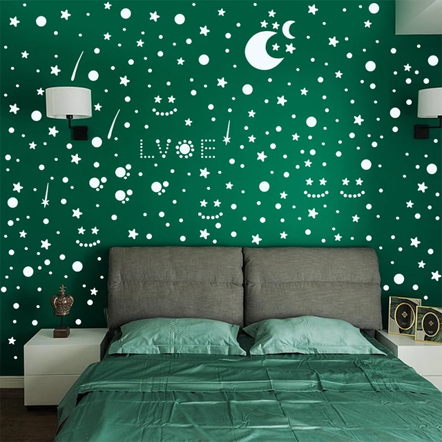 Luminous Moon and Stars Wall Stickers for Kids Room Baby Nursery