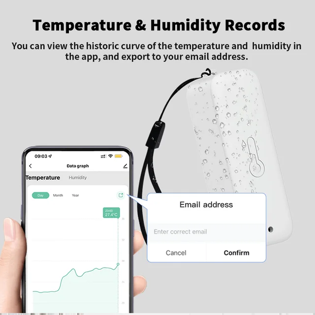 Tuya WiFi Temperature Humidity Sensor IP65 Waterproof Smart Thermometer Remote Control APP Work with Google Assistant Alexa 3