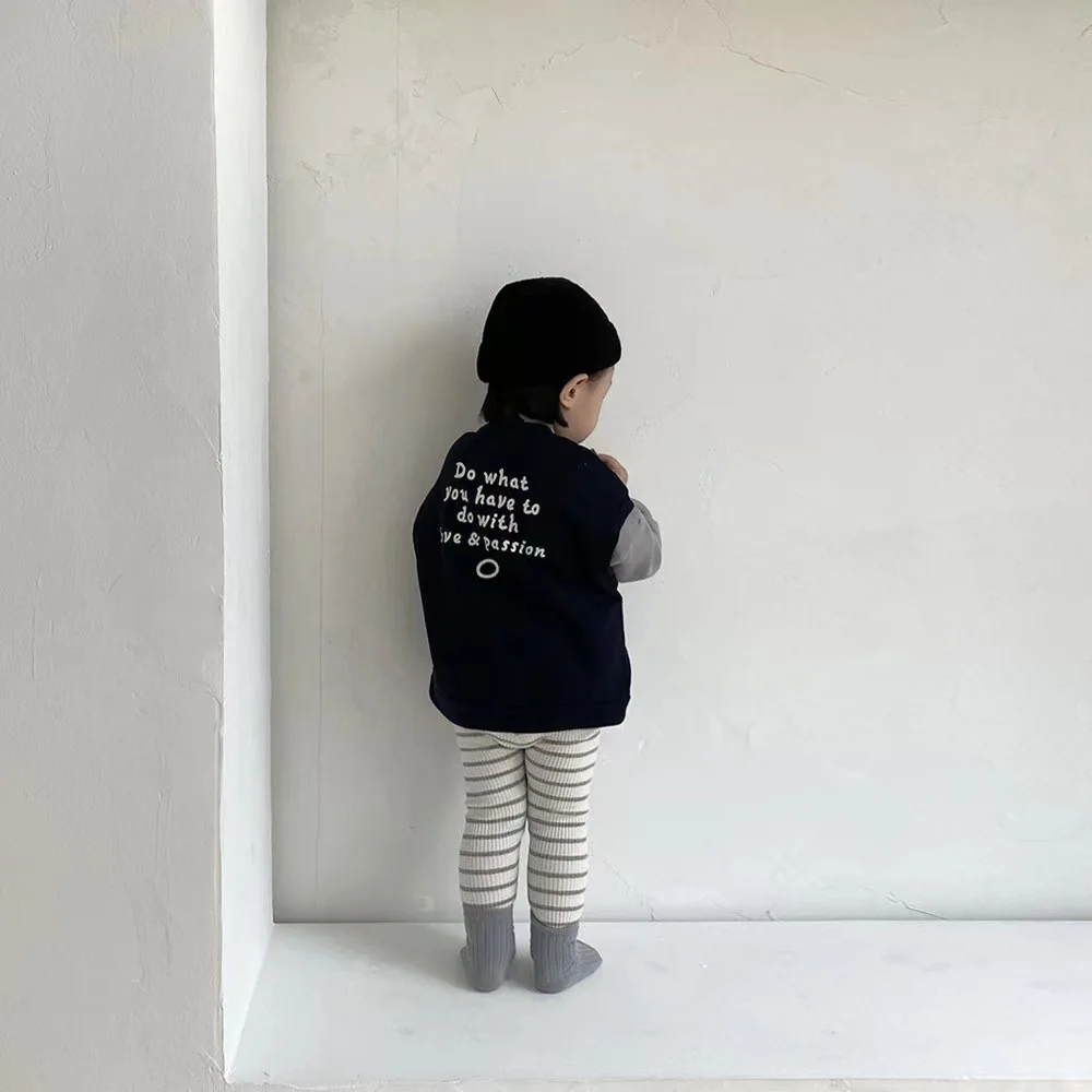 New Baby Sleeveless Vest Jacket Fashion Newborn Letter Print Vest Coat Cotton Infant Toddler Tops Boy Girl Clothes 0-24M