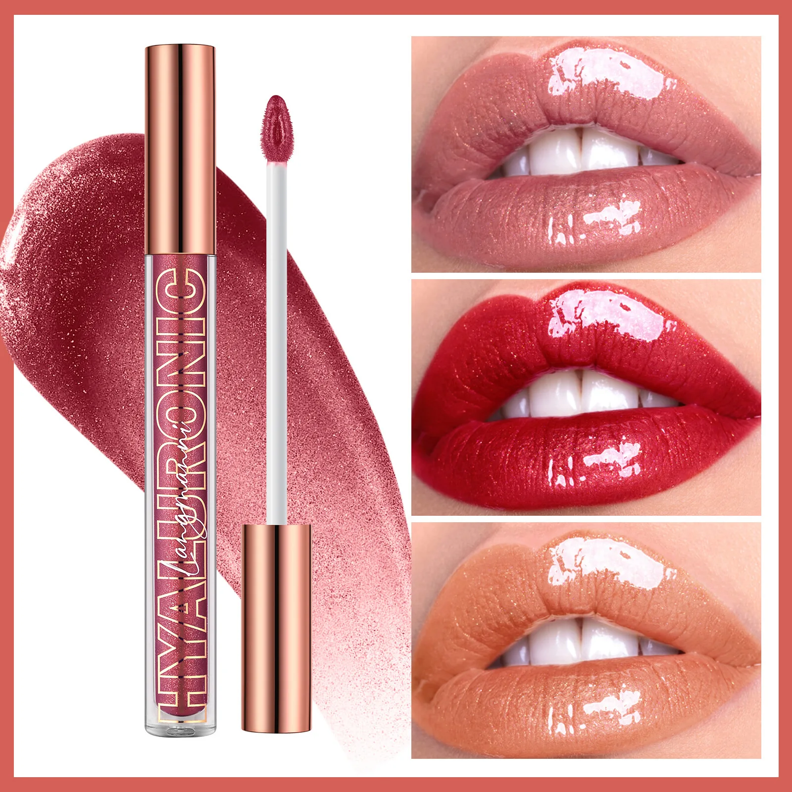Cosmetics Hyaluronic Acid Lip Stain Glittering Lip Gloss 8Colors Available Moisturizing Lipstick Gloss with lip gloss lip makeup lip stain