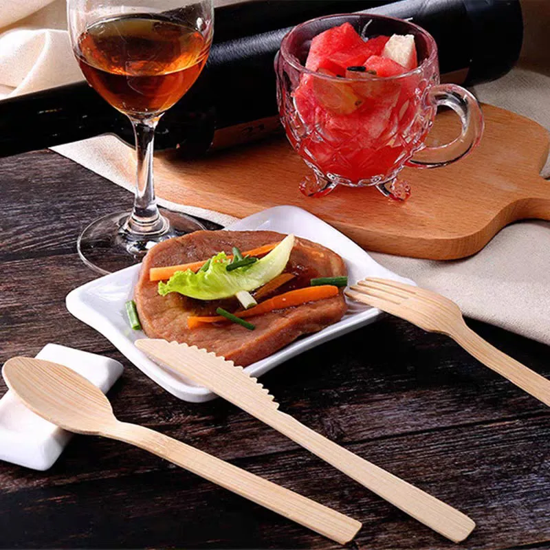 Premium Eco-Friendly Bamboo Cutlery Set - Smooth, High-End Disposable Utensils for Parties, Camping, and Weddings