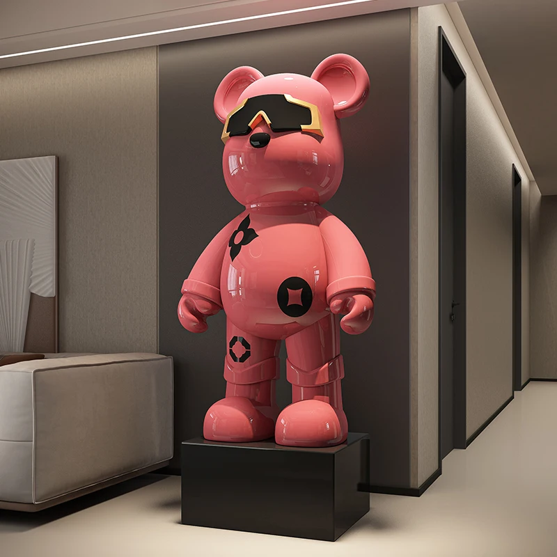 Light Luxury Pink Violent Bear Floor Decoration Living Room Sofa TV Cabinet Piggy Bank Creative Gift Sunglasses Sculpture 4
