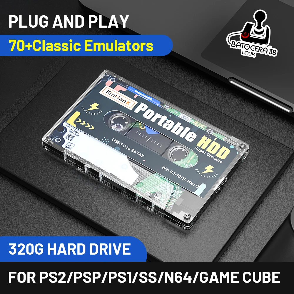 휴대용 외부 게임 HDD Batocera38 320G 하드 드라이브, PS2/PSP/PS1/SS/N64/Wii/Wii U, PC/노트..