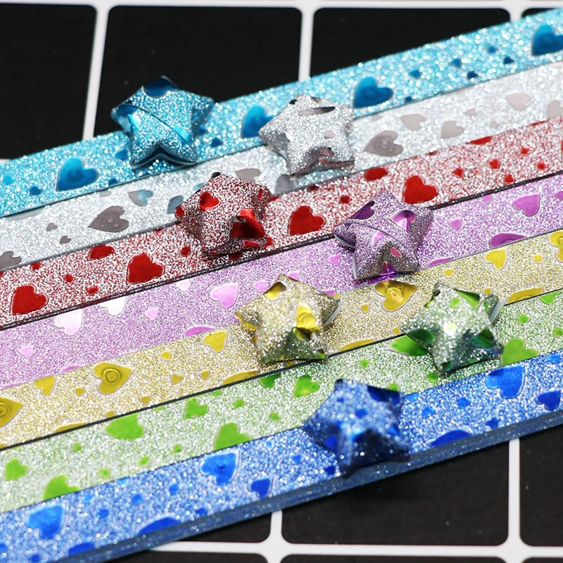 140 Sheets Glitter Paper Origami Stars Paper Strips Lucky Star Decoration Folding Paper Origami for Hand Arts Make Home Decor