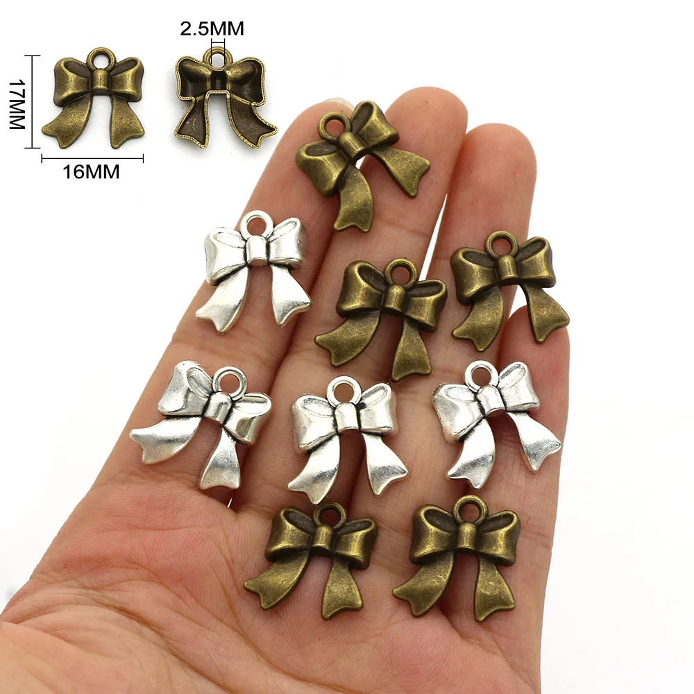 10-50pcs Mixed Fashion Bow Charms For Jewelry Making Vintage Antique  Silver/Bronze Color Bowknot Pendants DIY Handmade Findings - AliExpress
