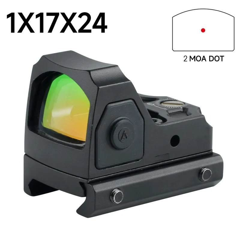 

1x17x24 Red Dot Sight 2MOA with Motion Sensor&Auto Shutdown Riflescope Metal HD Scope Anti Recoil for Pistol Glock 17 AR15 9MM