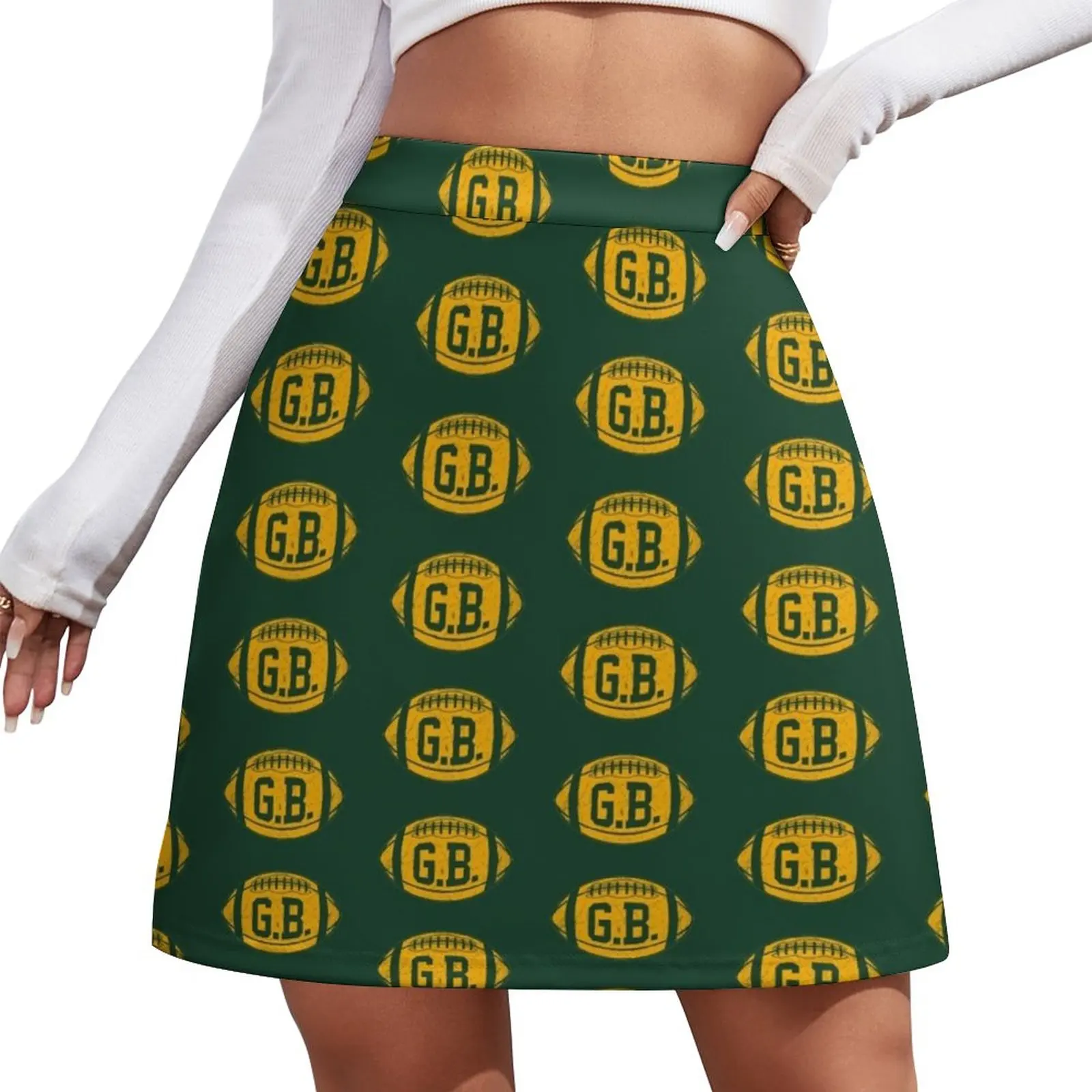 GB Retro Football - Green Mini Skirt elegant social women's skirts korean summer clothes summer skirts skirt sets mini football table 69x37x62 cm maple