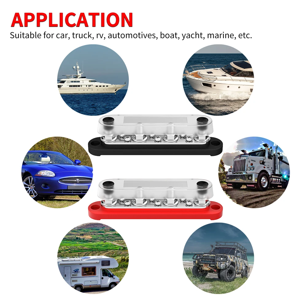 Power Distribution Block DaierTek Car Terminal Block Negative Bus Bar 12V 150A 12V M8 Terminal Bus For Automotive