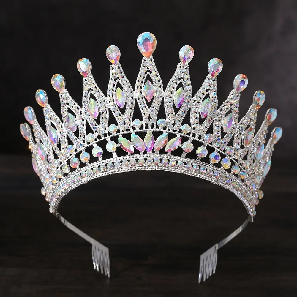Luxury Baroque Queen Crystal Crown With Comb For Bridal Wedding_voghion.com