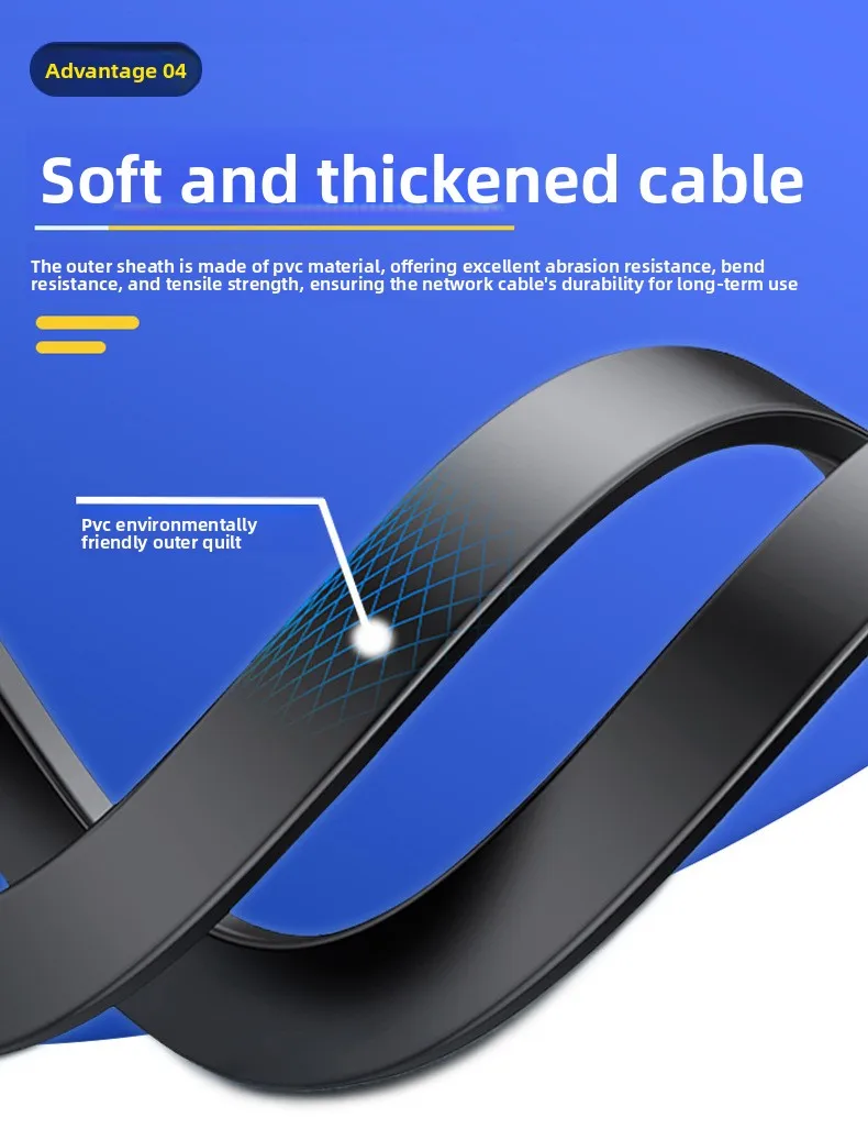 CAT6 플랫 네트워크 케이블 무산소 구리 비차폐형 1000Mbps 플랫 네트워크 케이블 컴퓨터 네트워크 케이블 CAT6E 초박형 점퍼