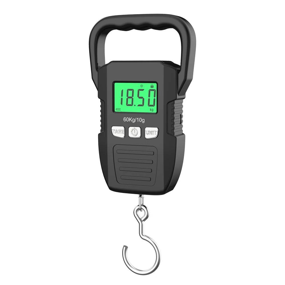 Digital Scale 60kg 10g Electronic Luggage Hanging Scale USB Charging LCD Fishing Weighing Balance