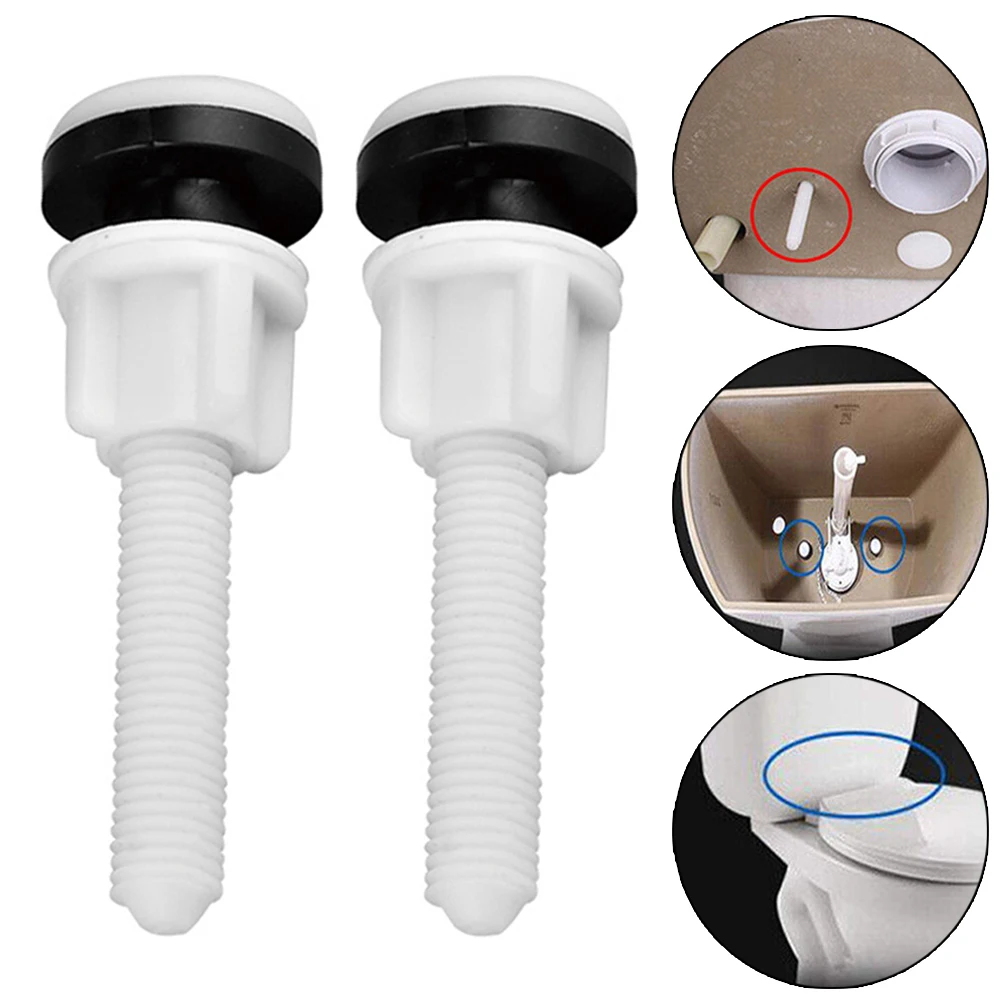 Description Picture 2 of item2 Pack Plastic Toilet Seat Hinge Repair Bolts + Fitting Screws + Washers Kit For Home Bathroom Accessories