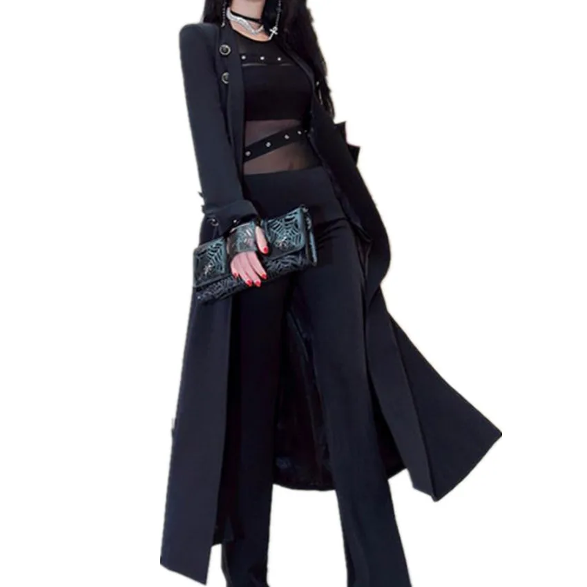 

Autumn New Fashion Double Breasted Long Trench Coat Women Slim Temperamental Windbreaker Outwear 2023