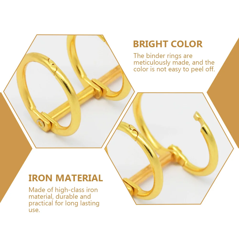 6Pcs Nickel Color Iron Material Binder Rings For Office School Use Loose Leaf Three Hole Metal Diy Book Binding Combs