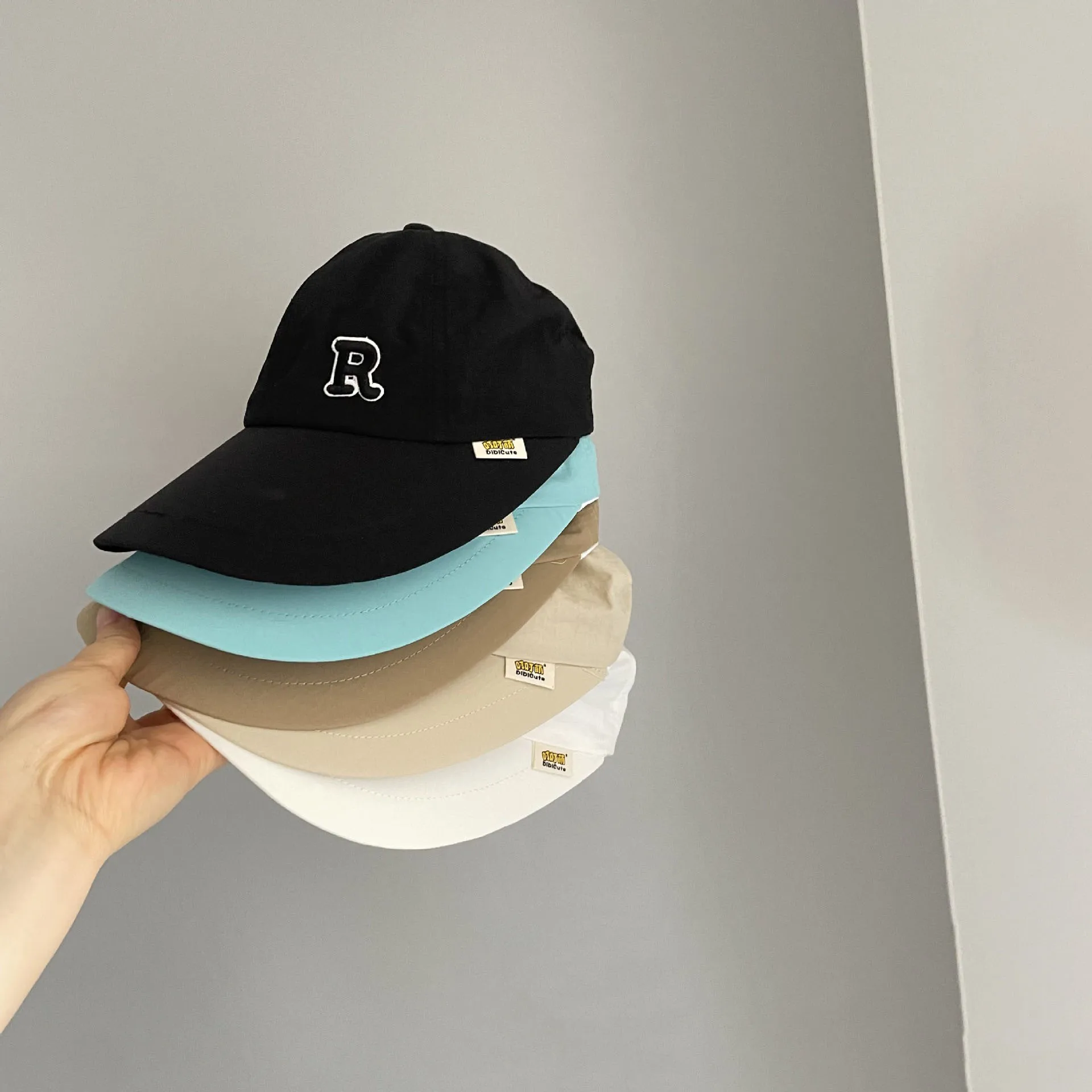 Big Brim Kids Sun Hat Embroidery Letter Kids Baseball Caps Letter R Quick Drying Boys Girls Peaked Caps Children Sun Hat