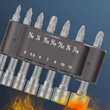 

14pcs Hexagon Socket Magnetic Hex Nut Driver Bit Set Metric Drill Socket Impact Wrench Electric Drill Bit Adapter Power Tool