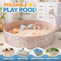 Piscine à balles pliable multifonctionnelle avec valve de vidange, clôture de jeu, zone de baignade et de jeu intérieure/extérieure 1