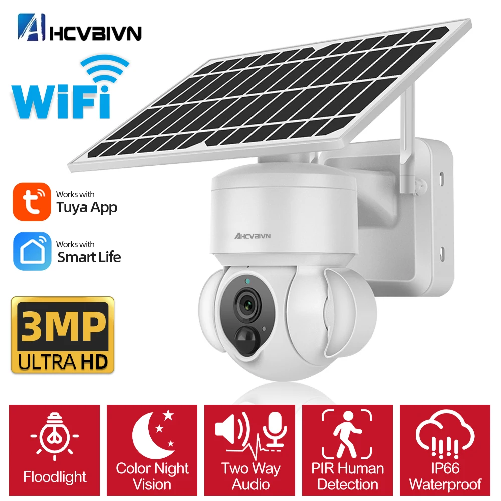 Outdoor Solar Camera Wifi Wireless Battery Cctv Video Surveillance Smart Life Security