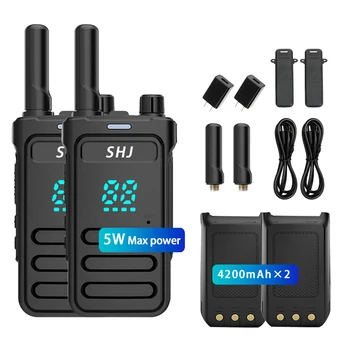 SHJ FRS Walkie Talkies H28Y Long Range Walkie Talkie for Adults with Earpiece Mic Rechargeable 2-Way Radios Handheld Two-Way Rad 1