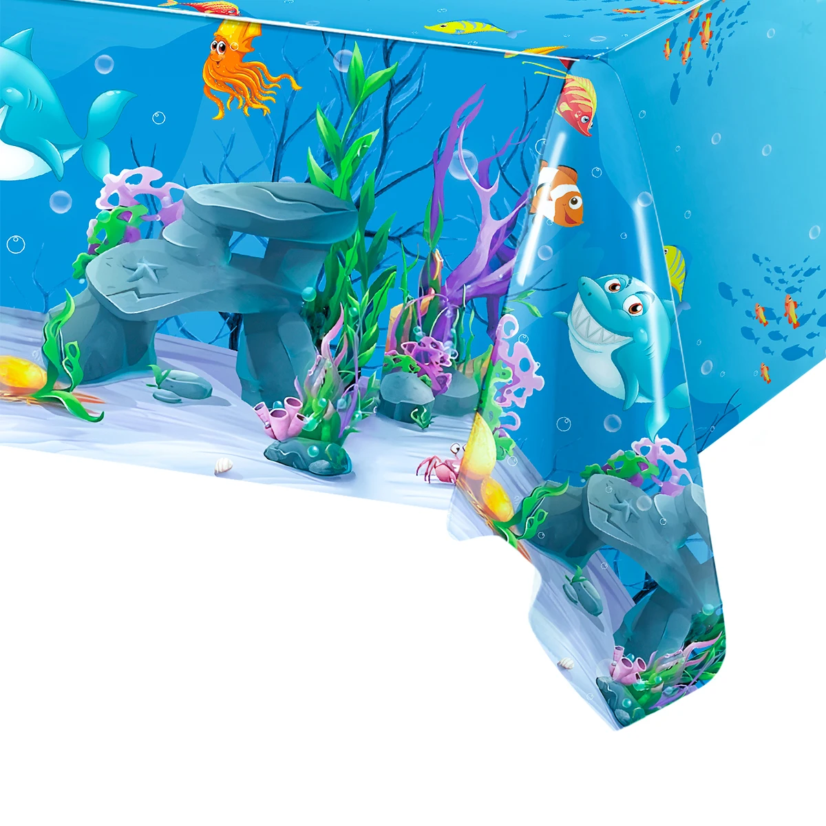 Blue Ocean Animal Birthday Party Tablecloth - Under the Sea Theme Party Decoration