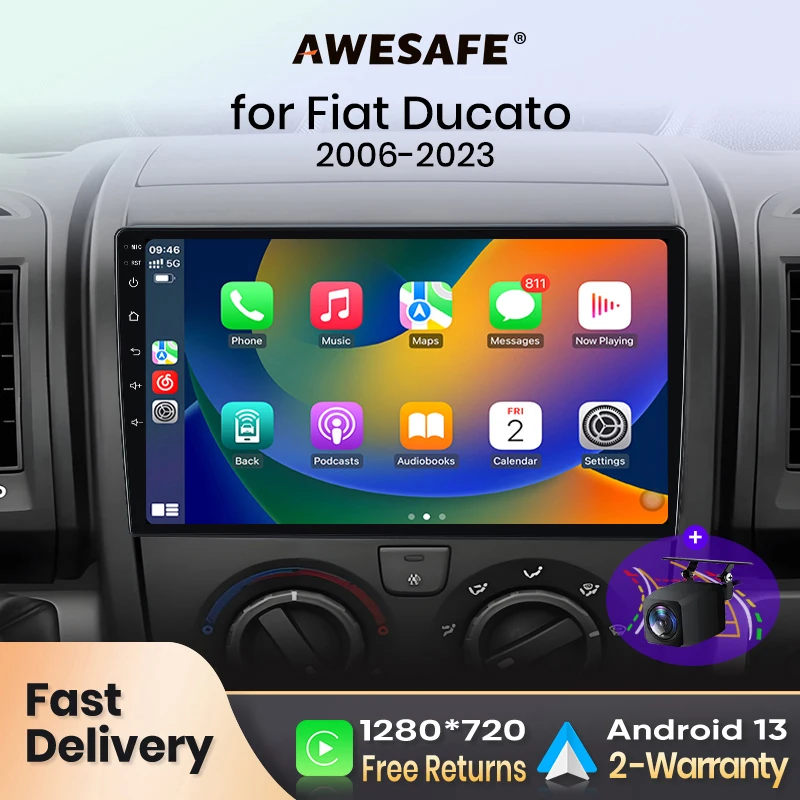 AWESAFE PX9 Car Radio Autoradio for Fiat Ducato Peugeot Boxer 2 Citroen Jumper 2 2006 - 2023 Wireless Carplay Screen Android