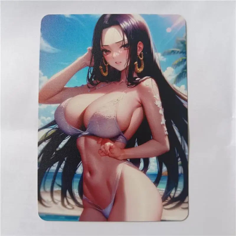 

Anime Game The Sexy Heroine One Piece Nami Boa Hancock Demon Slayer Kochou Shinobu Genshin Impact Metal Collectibles Card Gifts