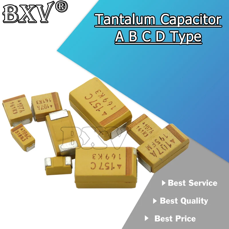 

10PCS A B C D Type Tantalum Capacitor 100uf 150uf 220uf 330uf 470uf 680uf 6V 6.3V 10V 16V 25V 35V 50V 4.7/6.8/10/15/22/33/47uf
