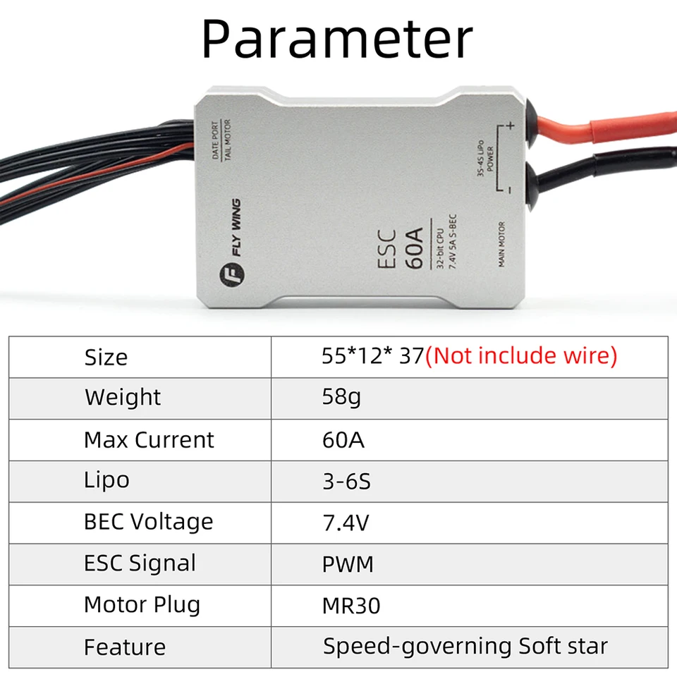 FLY WING 60A ESC 3-6S 2 IN 1 -32BIT CPU 7.4V 5A S-BEC FOR 450L SCALE R Helicopters Quality Preowned FLY WING 60A ESC 3-6S 2 IN 1 -32BIT CPU 7.4V 5A S-BEC FOR 450L SCALE R Helicopters Quality Preowned