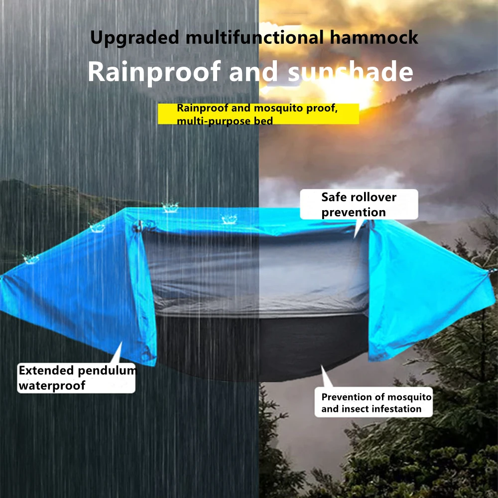 

Portable Camping Mosquito Net Hammocks Outdoor Garden Travel Sleeping Hanging Hammock Swing With Waterproof Tent Awnings