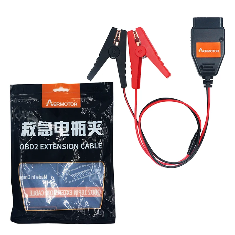 AER OBD2 Car Battery Clip Replacement Tool Auto Emergency Power Supply OBDII Interface Power Charging Jumper Copper Wire Protect