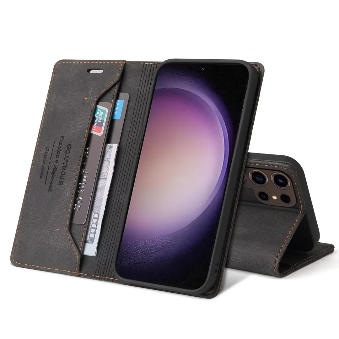 Leather Phone Case Flip Leather Case for Samsung Galaxy S24 Ultra S23 FE S22 S21 Plus A15 A05S A14 A24 A34 A54 A13 A23 A33 A53 5G Card Wallet Cover