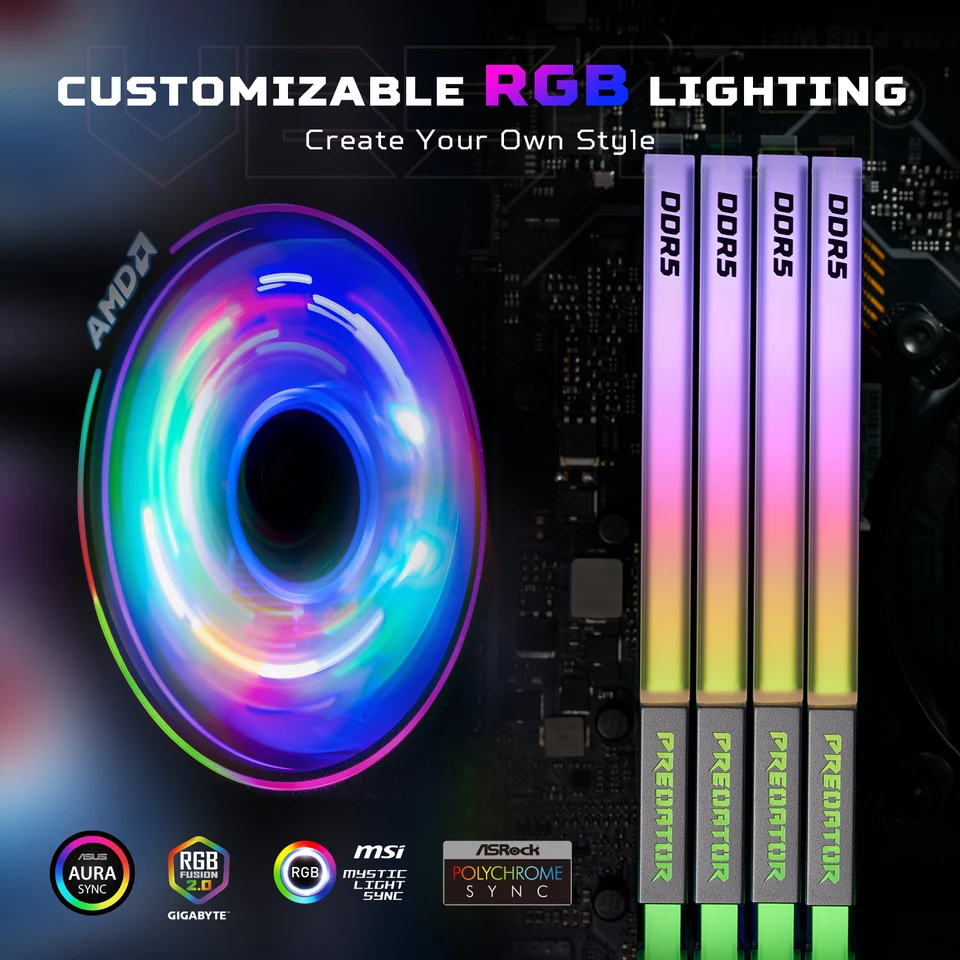 Predator Vesta II DDR5 RGB 32GB(16GB✕2) Predator Vesta II DDR5 Memory 7200 MHz