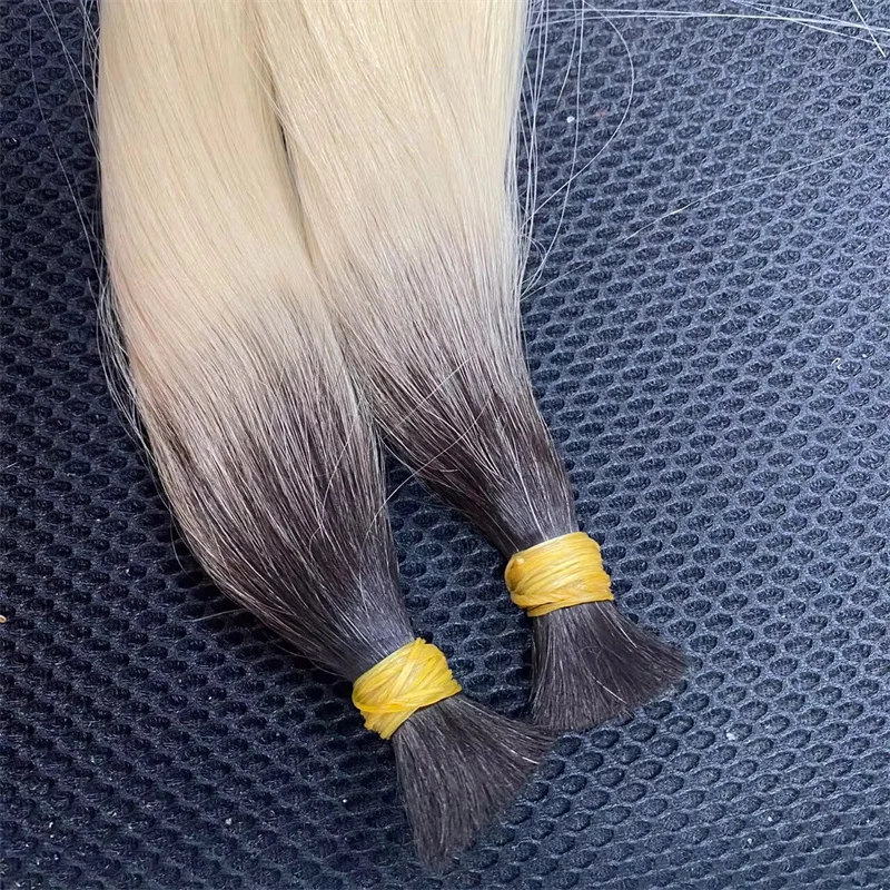 Virgin Hair Extens Bulk Factory 12A Ombre Blonde Russian Cuticle Aligned Cabello Humano Natural Human Hair Extensions