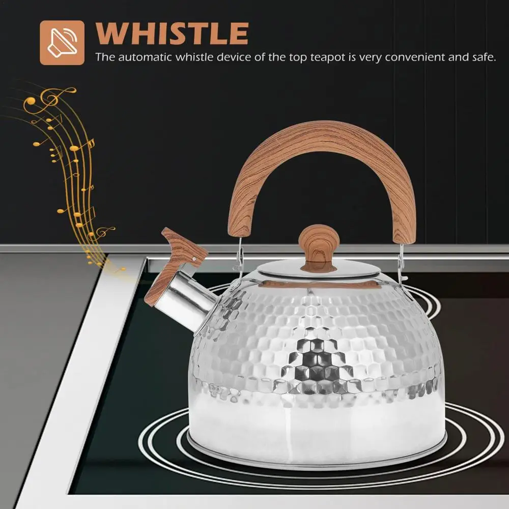 Whistling Tea Kettle 2L Tea Kettle For Camping Tea Kettle Loud Whistling Stainless Steel Teapot Anti-Hot Handle And Anti-Rust