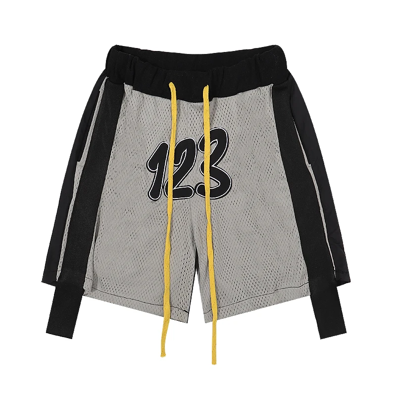 RRR 123 Color Block Striped Drawstring Casual Summer Shorts Mens Straight Wide Leg Breathable Oversize Loose Five Point Pants black casual shorts