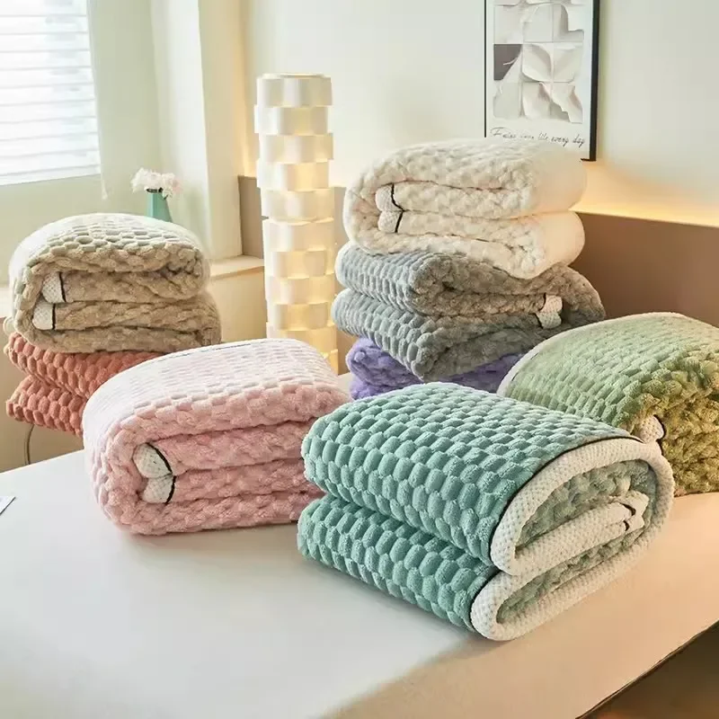 Bed Comforter Wool Cotton Blanket Warm Soft Plaid for Bed Sofa