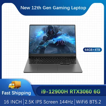 New Gaming Laptop 16.1 Inch Intel i9-12900H NVIDIA RTX 3060 6G Windows11 2.5K IPS Screen 144Hz RGB Keyboard WIFI 6 Bluetooth 5.2 2