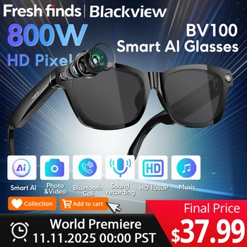【World premiere】Blackview BV100 AI Shooting glasses 800W Pixels 2K HD camera Bluetooth Call Voice Assistant Smart Glasses