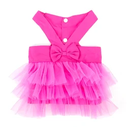 Elegant Lace Dog Dress with Bowknot - Breathable and Comfortable Pet Outfit - XXL (Rose Red)