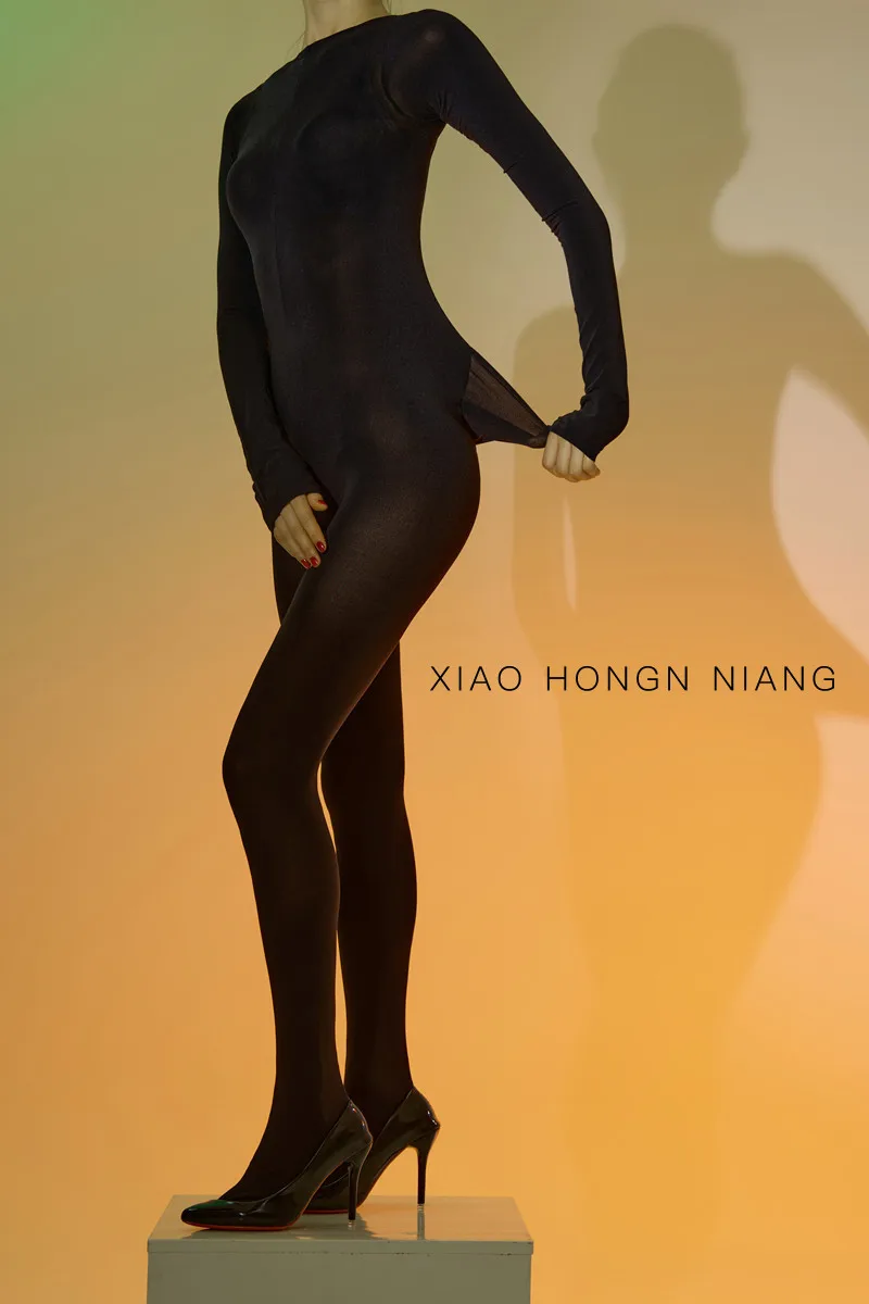 Back Release Men's plus Size Five-Finger Body Body Stockings Sexy All-Inclusive Stockings Velvet One-Piece Black Silk Pants