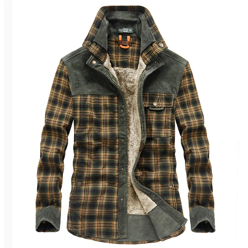 Loose Thick Cotton Jacket Men Fashion Warm Long-sleeved Coats Europeam American Explosive Harajuku Winter Vintage Plaid Jackets