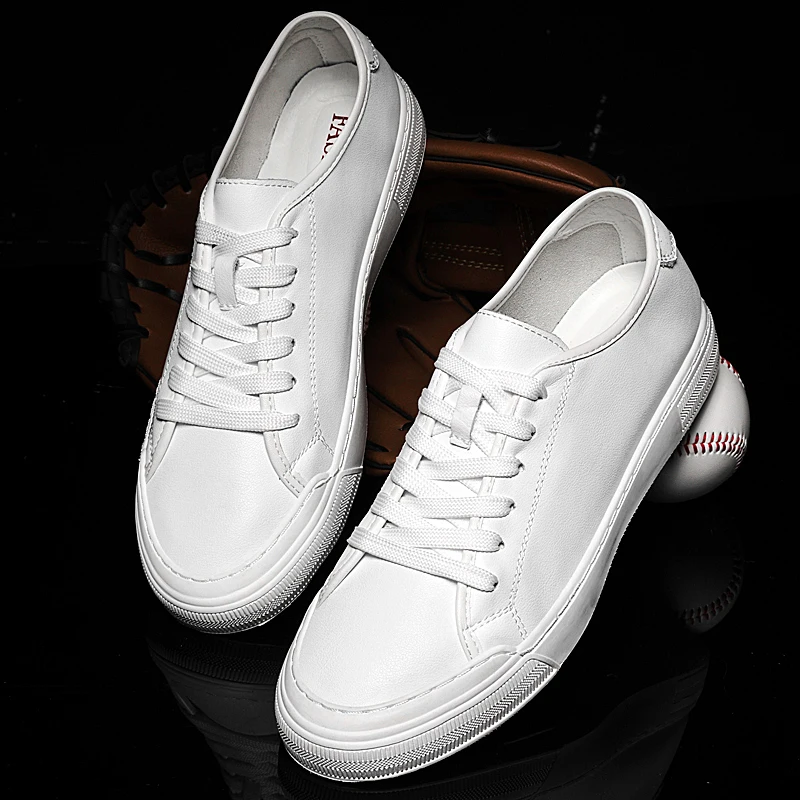 Mens Casual Shoes Luxury Real Leather Sneakers Leisure Walk Vulcanize Shoes Versatile Skateboard Footwear Trainers