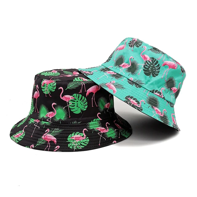 2023 Panama Bucket Hats Animal Flamingo Print Fisherman Hat Summer Sun Hats  For Women Men Reversible Fishing Cap - AliExpress