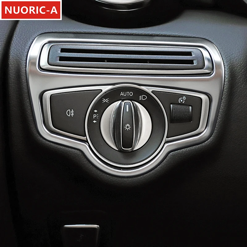 Edelstahl Scheinwerfer Schalter Rahmen Dekoration Abdeckung Trim Für Mercedes Benz C Klasse GLC W205 X253 2015-2018 auto Styling