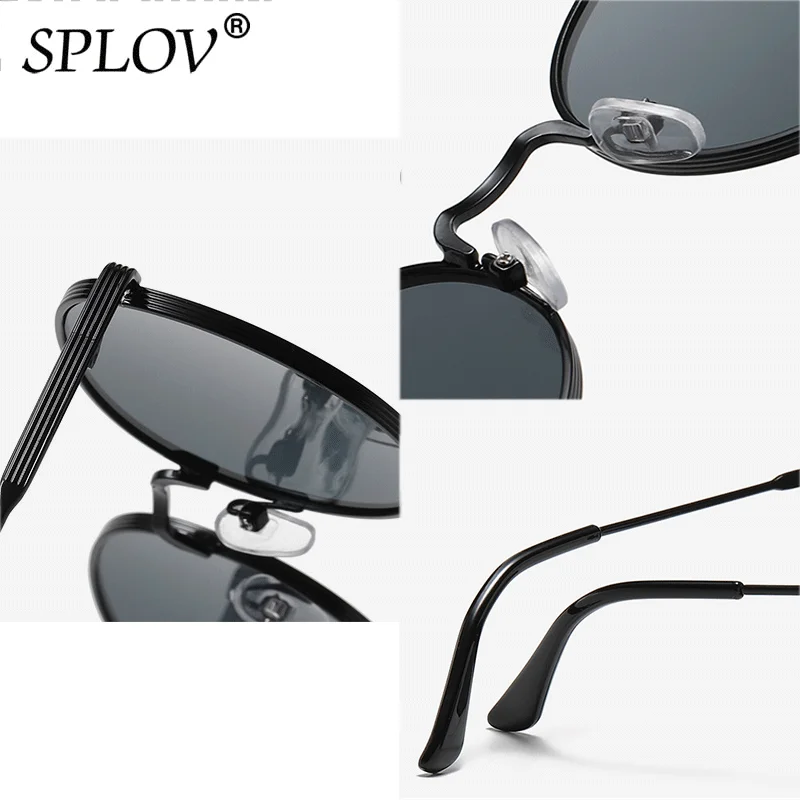 نظارات شمسية مستديرة للرجال والنساء إطار معدني عدس...