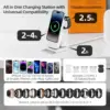 3 in 1 Wireless Charger Station Foldable Stand for MagSafe,Portable Magnetic Power Bank for Apple Watch iPhone 16/15/14/13/12 4