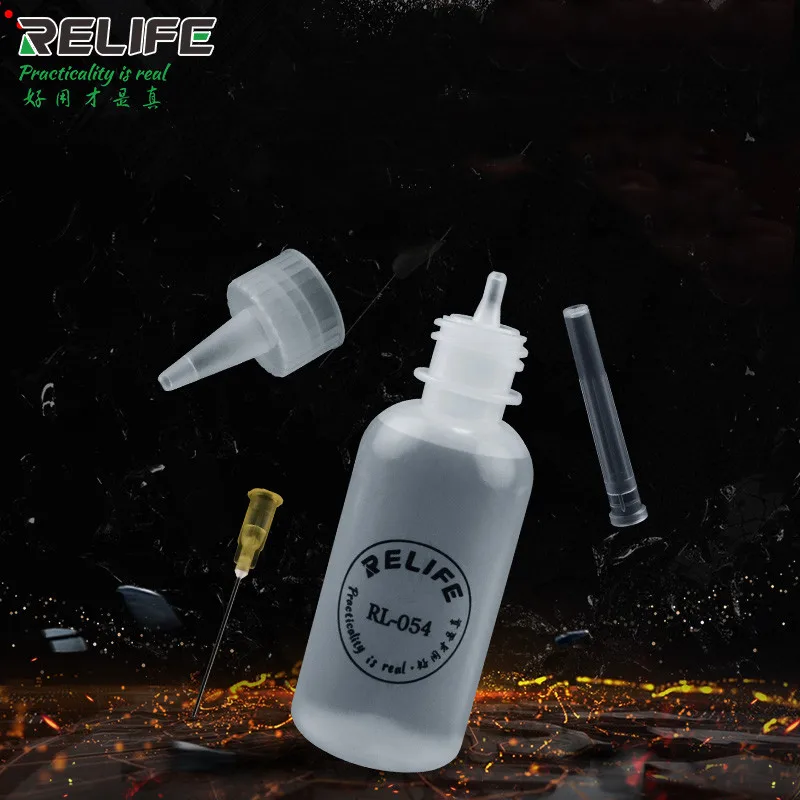 RELIFE RL-054 50ml Push Liquid Alcohol Bottle Dispenser for Rosin Solder Flux Paste Mobile Phone PCB Cleaning Welding Repair liquid bottle dispenser