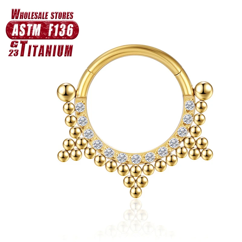 G23 Titanium Flower Nose Rings Hoop Zircon Piercing Diaphragm Tragus Cartilage Ear Perforated Clicker Ladies Lip Body Jewelry